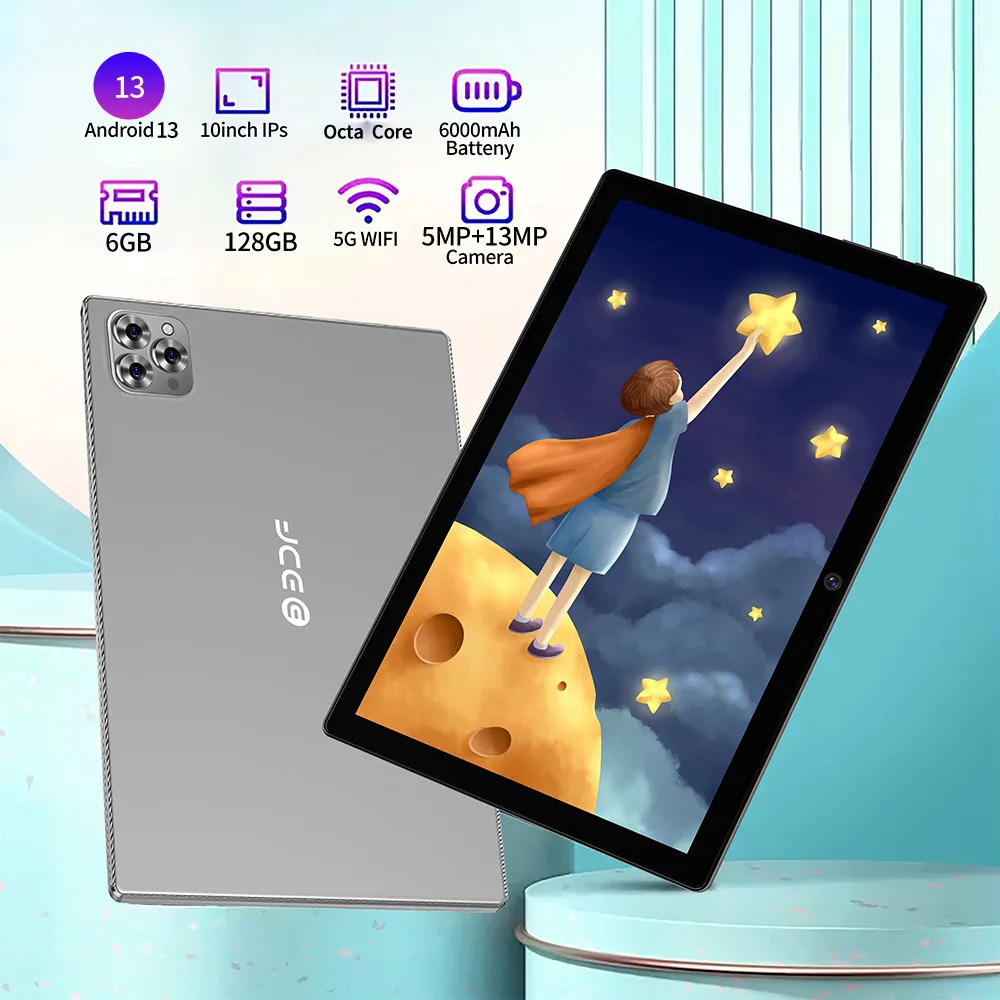 تابلت 10.1 بوصة يعمل بنظام Android 13، 6 جيجابايت + 128 جيجابايت، وحدة المعالجة المركزية ثماني النواة، يدعم الكاميرات المزدوجة 5 ميجابكسل + 13 ميجابكسل، بطاقات SIM المزدوجة، بطارية 6000 مللي أمبير في الساعة