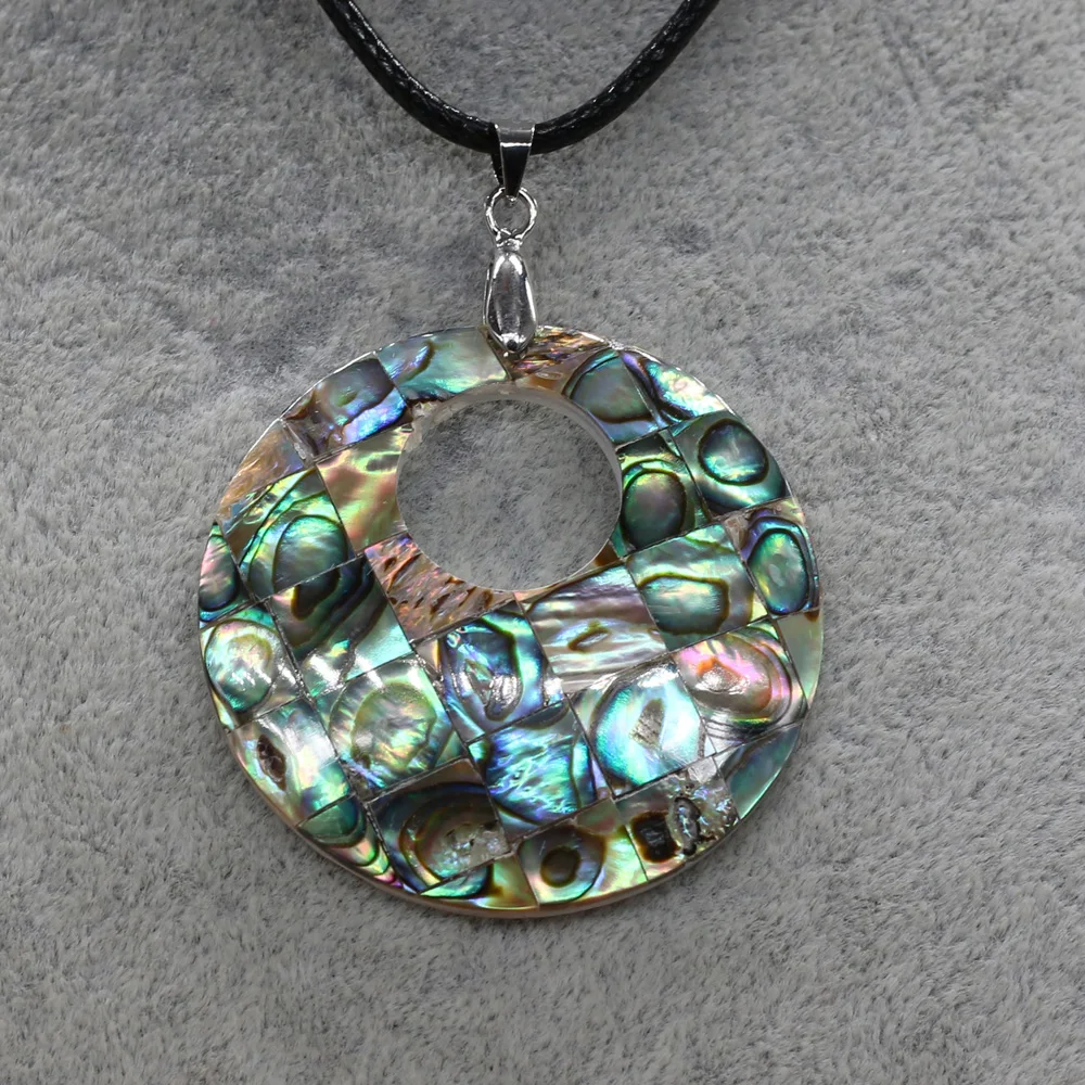 Natural The Mother Of Shell Necklace Abalone Pendant Leather Cord 2MM Charms For Elegant Women Love Romantic Gift