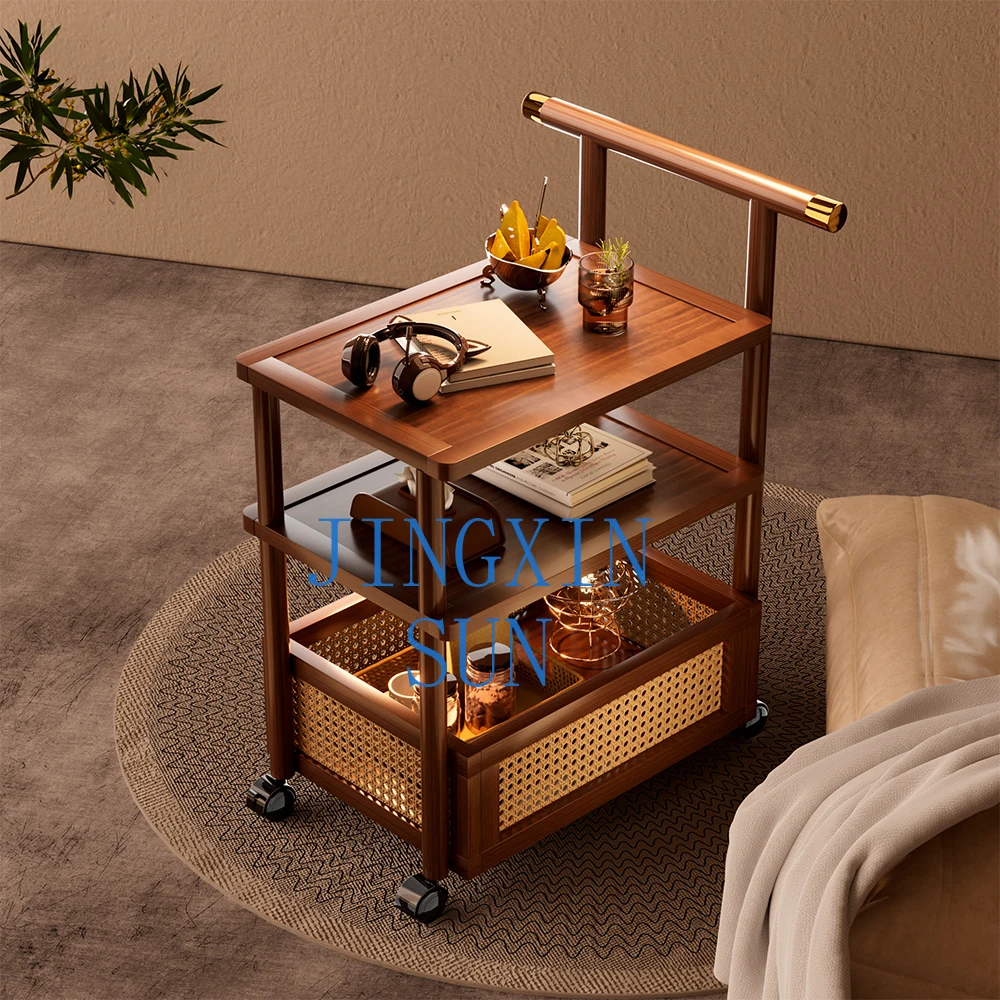 Nanzhu edge few movable storage medieval trolley living room sofa storage rack Changhong simple meal wheels