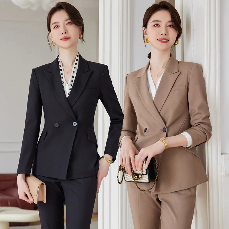 

Suit Jacket Women's Spring and Autumn 2023 New Ol Business Suit Women's Long Sleeve Gray Hotel Manager Work Clothes