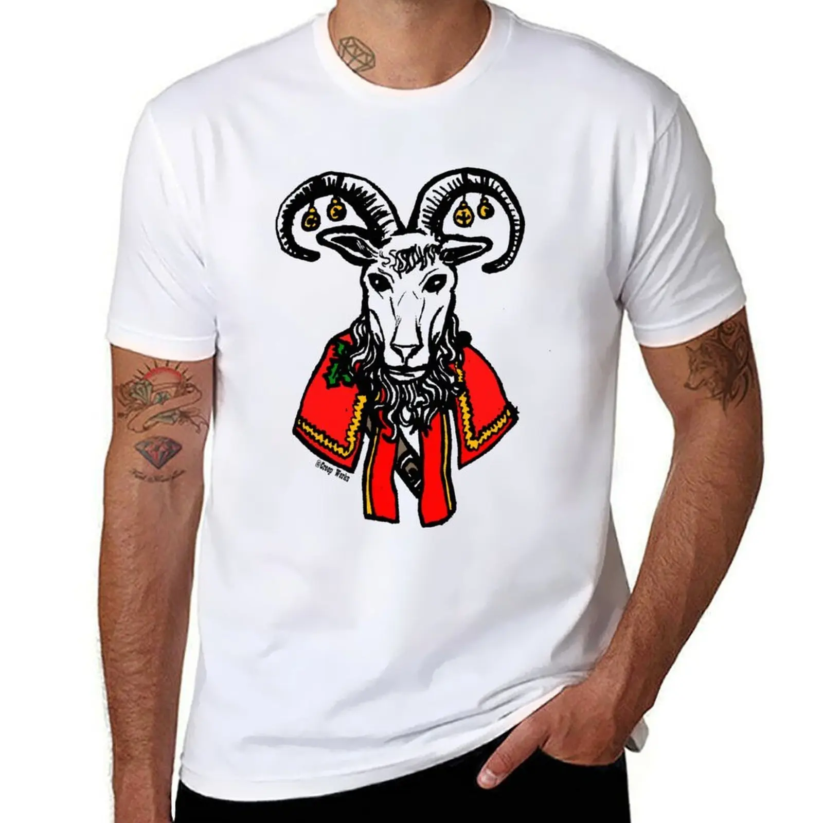 

t g man for T-Shirt shirts funny Christmas shirts man Scandinavian Goat men shirts t t graphic Spirit Yule cotton