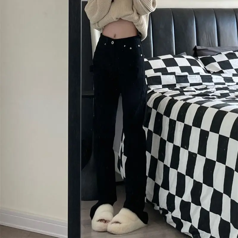 

Джинсы прямого кроя Slim Fit для высоких мужчин и женщин, стильные, из смесового хлопка и полиэстера, молодежные и универсальные