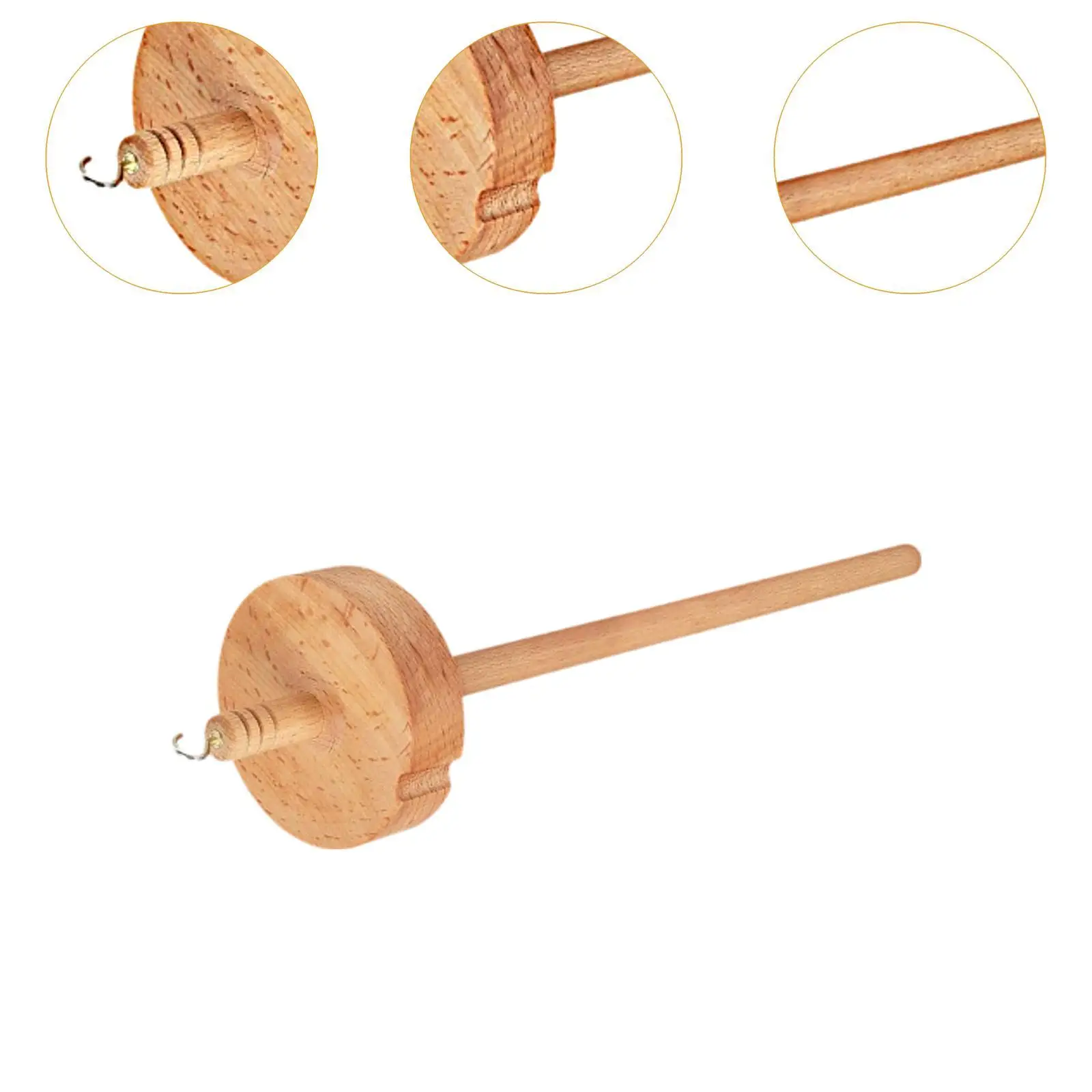 Drop Spindle Top Whorl 32.5cm Wheel Yarn Winder Practical Wood Top Whorl Yarn Spinner for Pom Pom's Knitted Crochet Beginners view 4