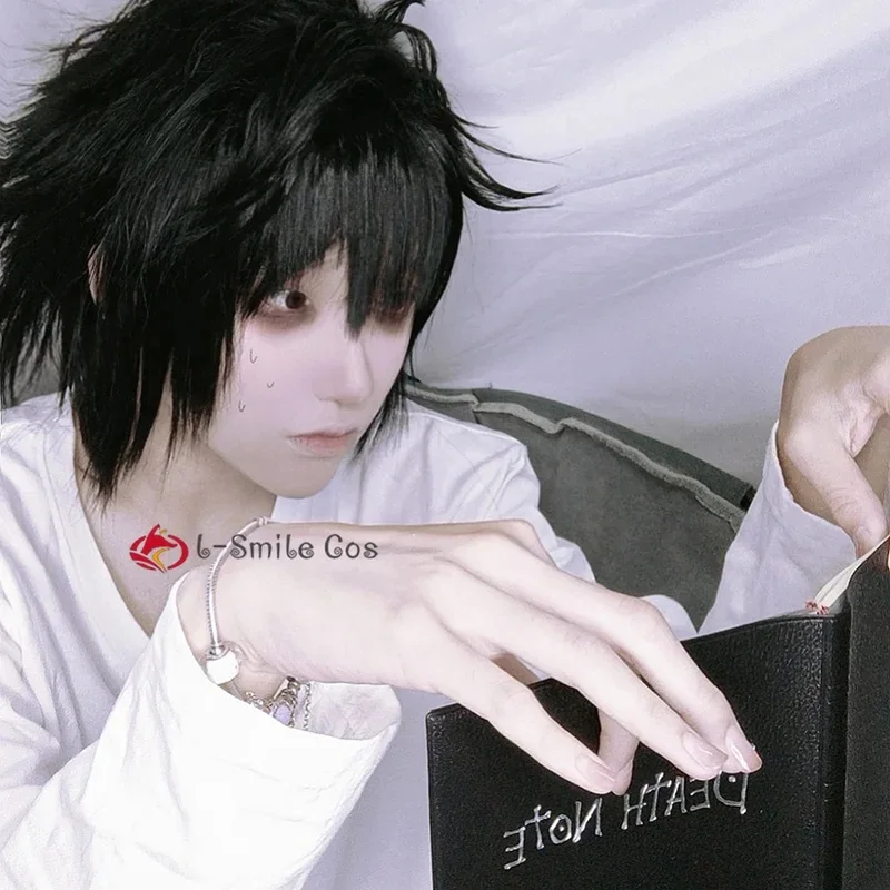 f,5.g'6\j/8,High Quality Anime Wigs L Cos Mens L.Lawliet Heat Resistant Pelucas Cosplay Costume Hair Wig +6;y'4\f,9/x. view 5