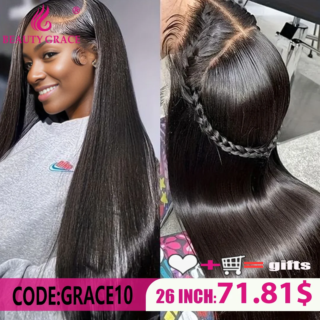 Beauty Grace Straight 13X6 Lace Front Wigs Human Hair Lace Frontal Wig Brazilian Bone Straight 100% Human Hair Wigs