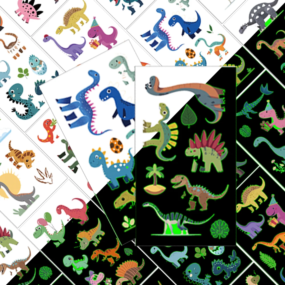 10PCS Creative Night Light Dinosaur Tattoo Stickers Durable, Waterproof, Easy to Clean, High Grade, Wrist Pattern, Arm Stickers