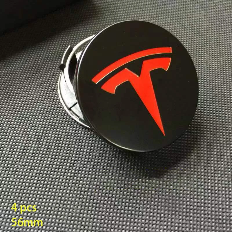 4pcs 56mm Wheel Hub Center Caps For Tesla Model 3 Model Y Badge Cover Hubcaps for Tesla Model Y X S 2023 Car Accessories