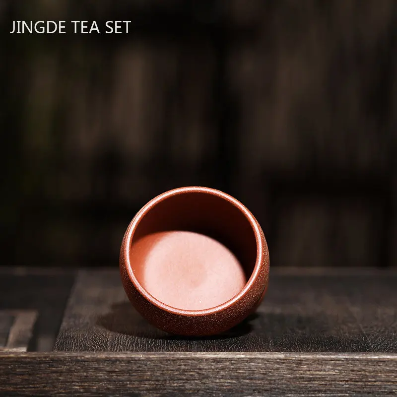 2pcs/ 40ml Chinese Purple Clay Teacup Traditional Beauty Tea Set Portable Personal Single Cup Handmade Custom Tea Accessories