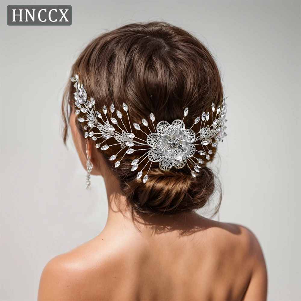 HNCCX Forehead  for Bride Handmade Alloy Flower Wedding Headband Hair Accessories Bridal Headdress Bridesmaid Gift CP553