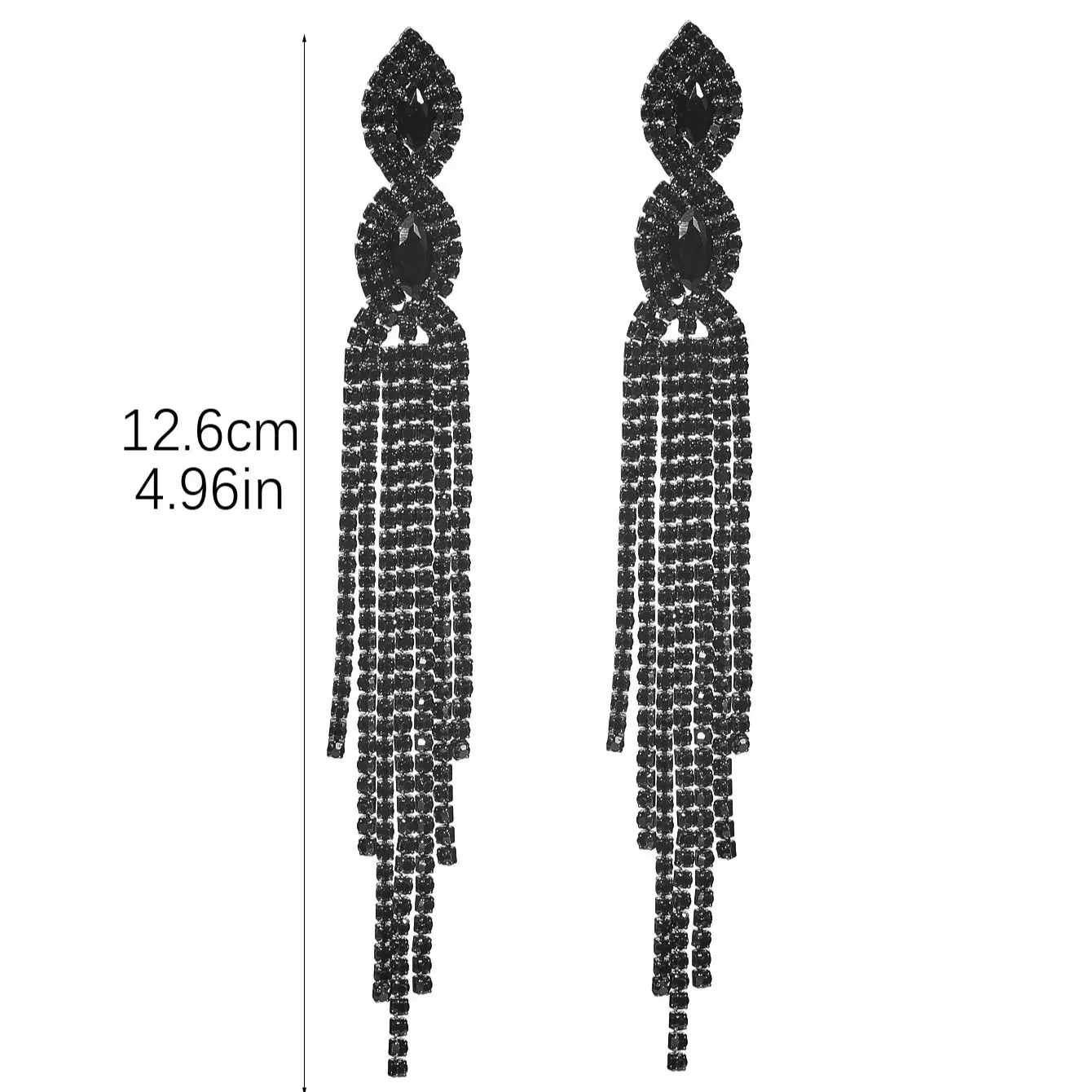 New personality exaggerated black electrophoresis long tassel earrings female fashion trend banquet party accessories earrings