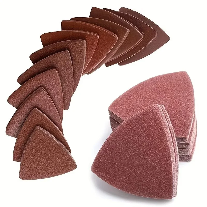 10/60Pcs triangular sandpaper self-adhesive matte brush surface grinding disc 90 * 90 * 90mm, suitable for wood grinding