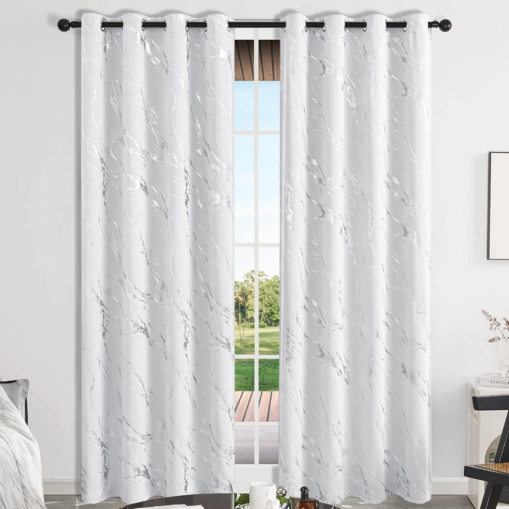 Gold/Silver Printed Blackout Curtains Window For Living Room Bedroom High Shading Door black out Curtains Thick Blinds Drapes
