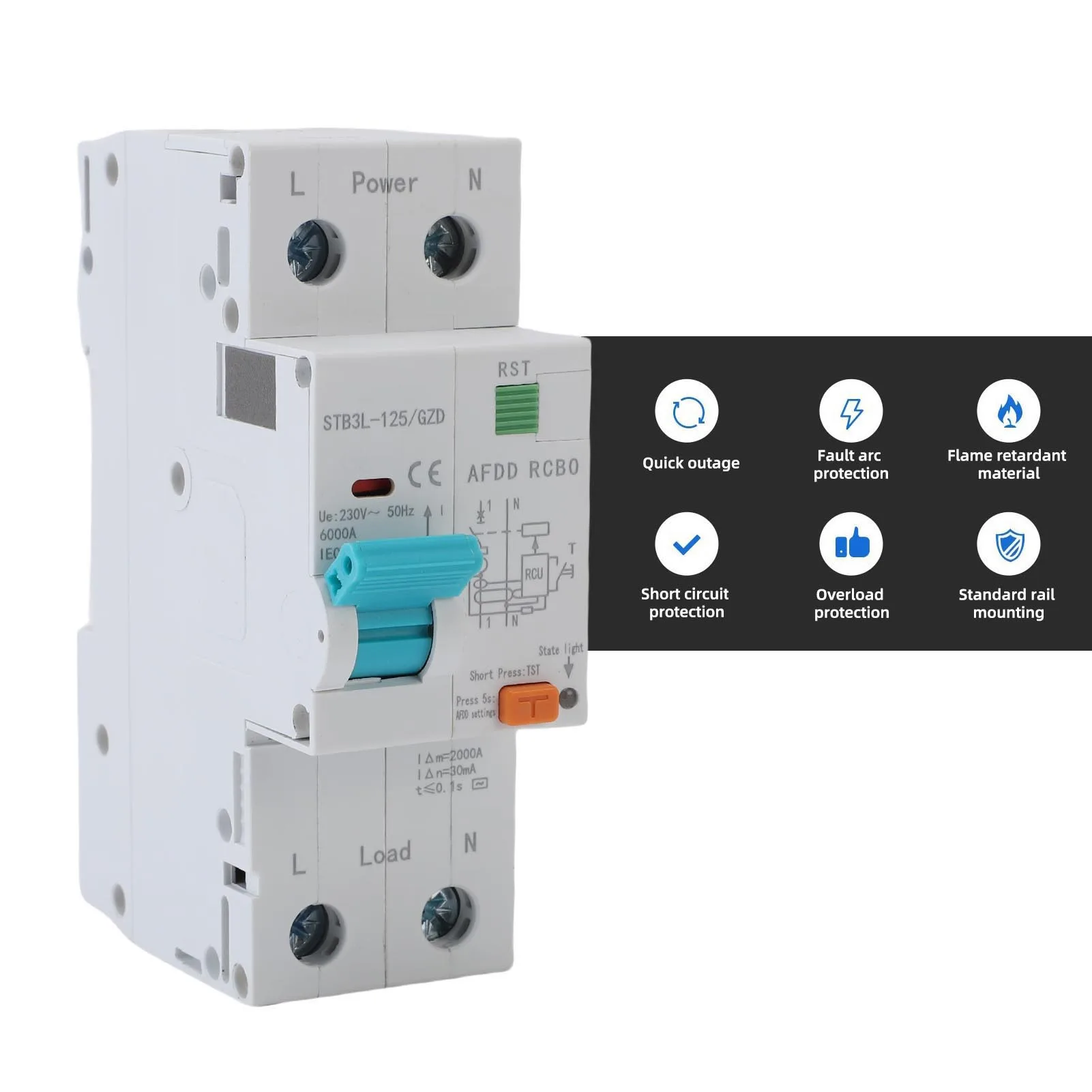 

Leakage Air Arc Fault Circuit Breaker 1P+N AFDD RCBO RCCB Miniature Circuit Breaker Overload Leakage Arc Fault Protector