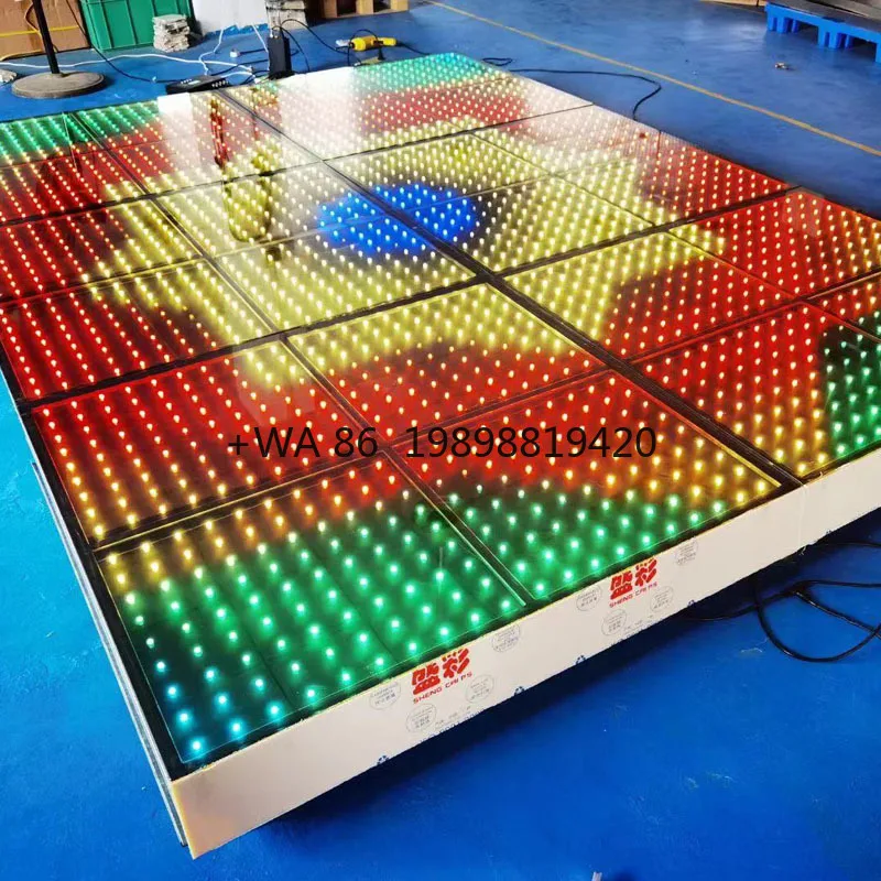 

3D LED-подсветка для танцпола, стеклянный зеркальный танцпол с управлением для свадеб, вечеринок, дискотек и пабов