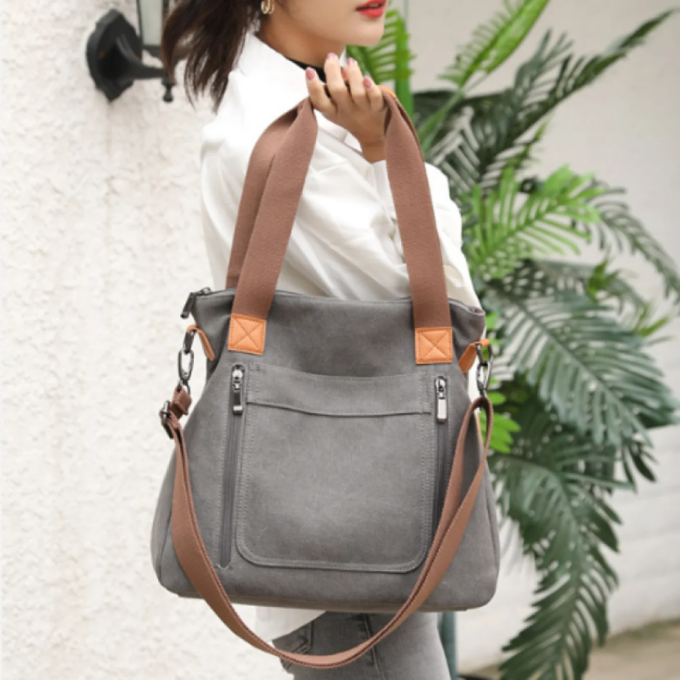 Women's Versatile Handbag Large Capacity Canvas Casual Shoulder Crossbody Bag