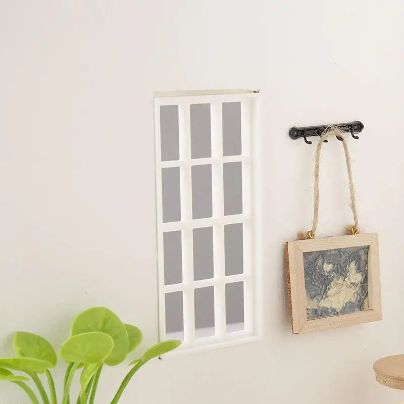 1/12 Dollhouse Simulation Wood Window Frame Model Mini Furniture Decor Micro Scene Building Prop Wooden Doll House DIY Accessory