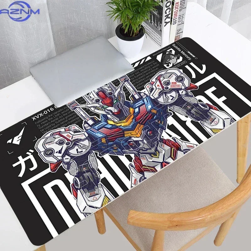 Anime Aerial Gundam Black Background Street Art Print Mouse Pad, Rubber Non-Slip Base, Smooth Surface for Gaming and Office Desk