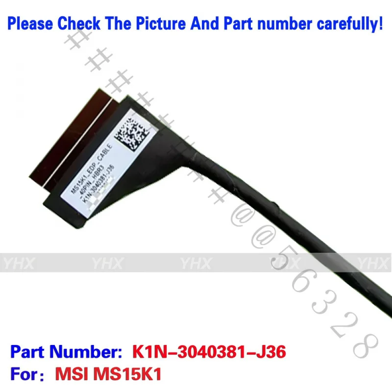 SS+Brand New 40Pin HBR3 LCD EDP Screen Flex Cable K1N-3040381-J36 For MSI MS15K1 Laptop Display Video Wire Replacement Spare Par