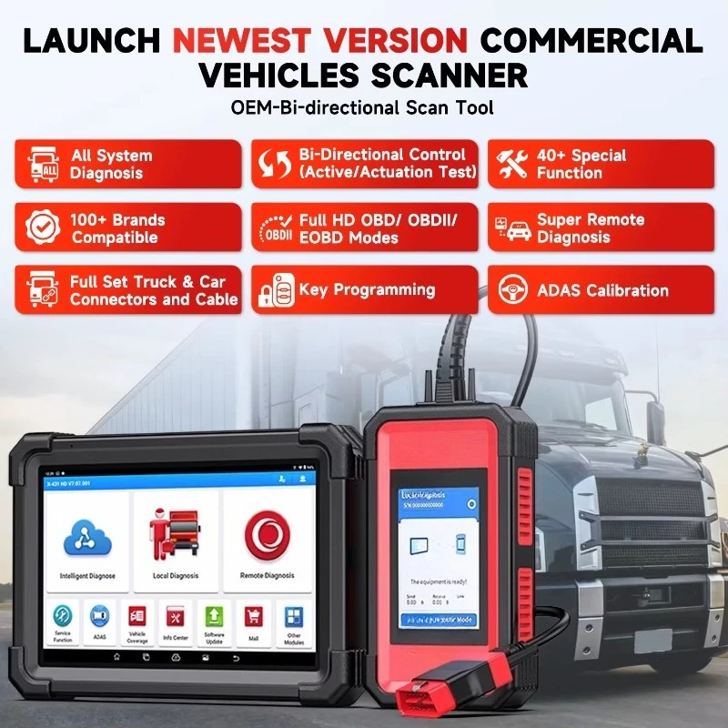 X431 V+ SmartLink HD Heavy Duty Truck Diagnostic Tool IMMO Bi-directional ECU Coding All System EOBD OBD2 Car Scanner