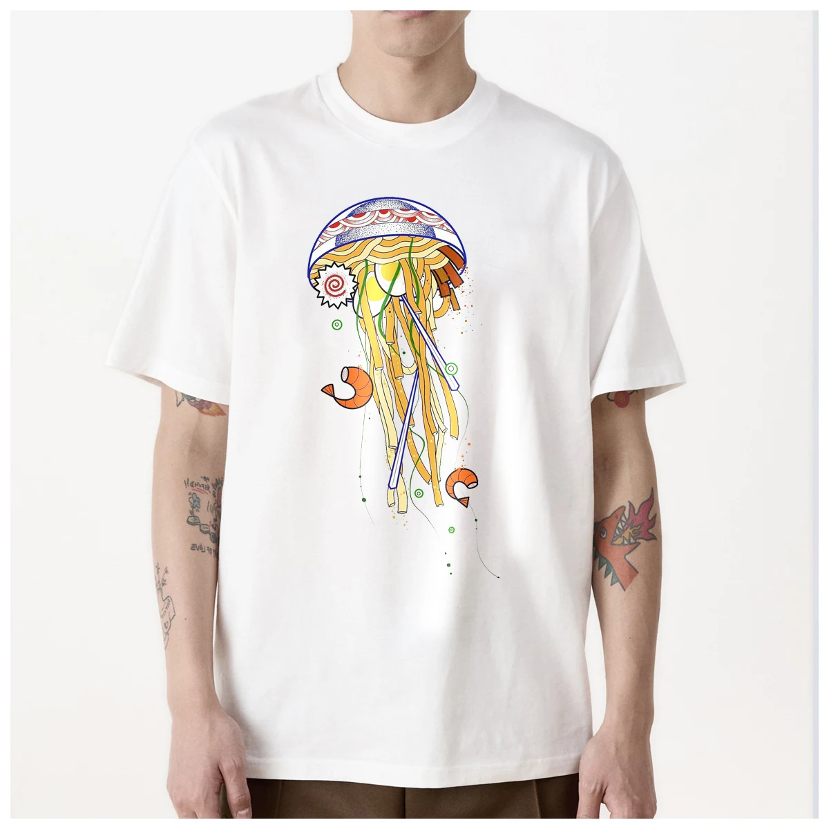 Swimming Colorful Jellyfish Cartoon Japanese funny t shirt men Women Fashion 100% Cotton summer casual Streetwear Unisex O-NECK