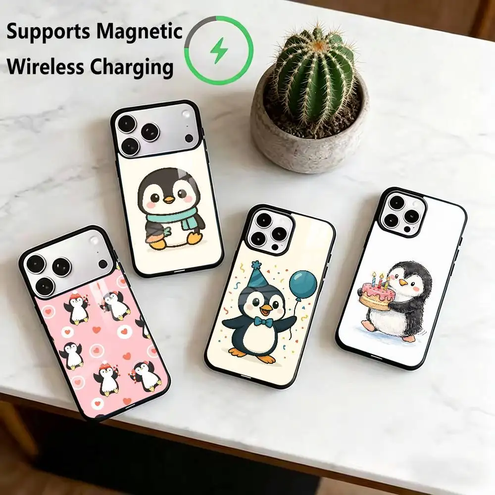 

Cute Penguin Kawaii Cartoon Phone Case For iPhone17,16,15,14,13,12,11 Plus,Pro Compatible with magnetic wireless charging