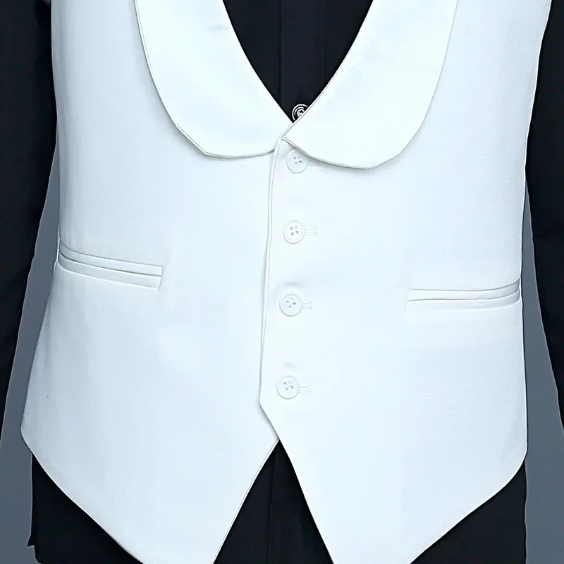 Black White Shawl Lapel Elegant Men Suit Vests For Wedding Groom Tuxedo Prom Slim Fit Waistcoat High Quality Custom Men Clothes