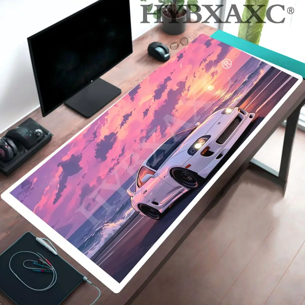 HYBXAXC Retro Anime Sunset Sports Car Mouse Pad Non-Slip Rubber Basem Large Desk for Gamers Washable & Durable for Car Lovers