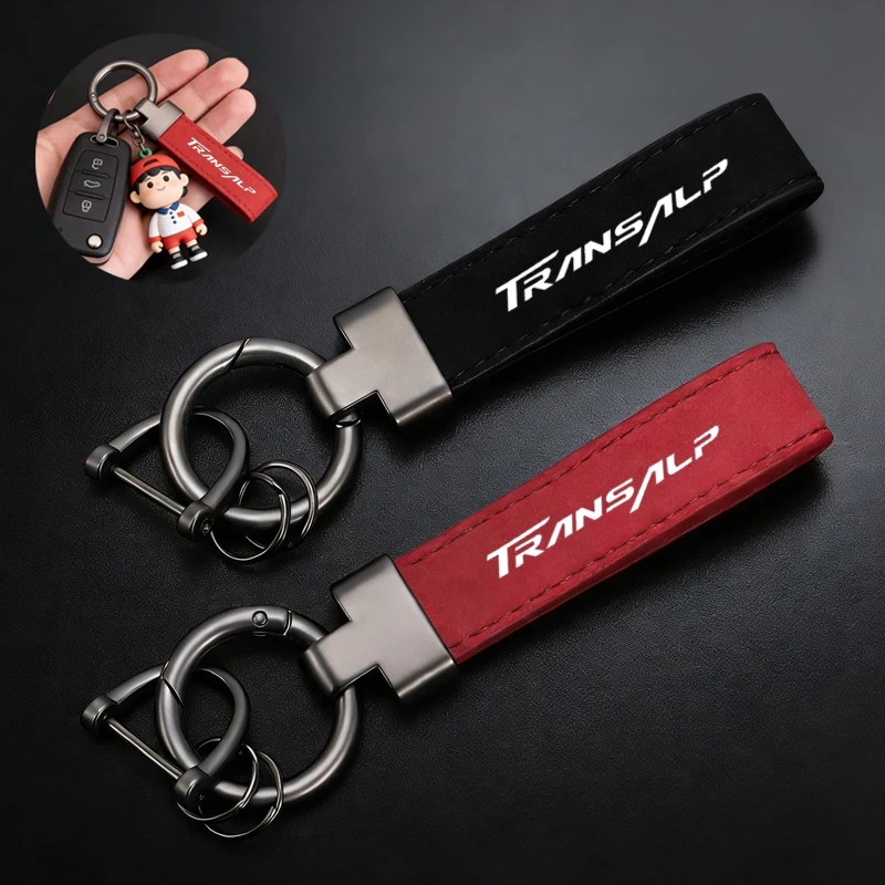 High-Grade Leather Suede Keychain Motorcycle Key Ring For HONDA TRANSALP XL 600 650 700 V XLV XL600V XL650V XL700V XL750 750