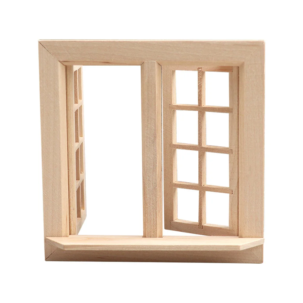 

Simulation Doors and Windows Mini House Adornment Uncolored Wooden Decorate