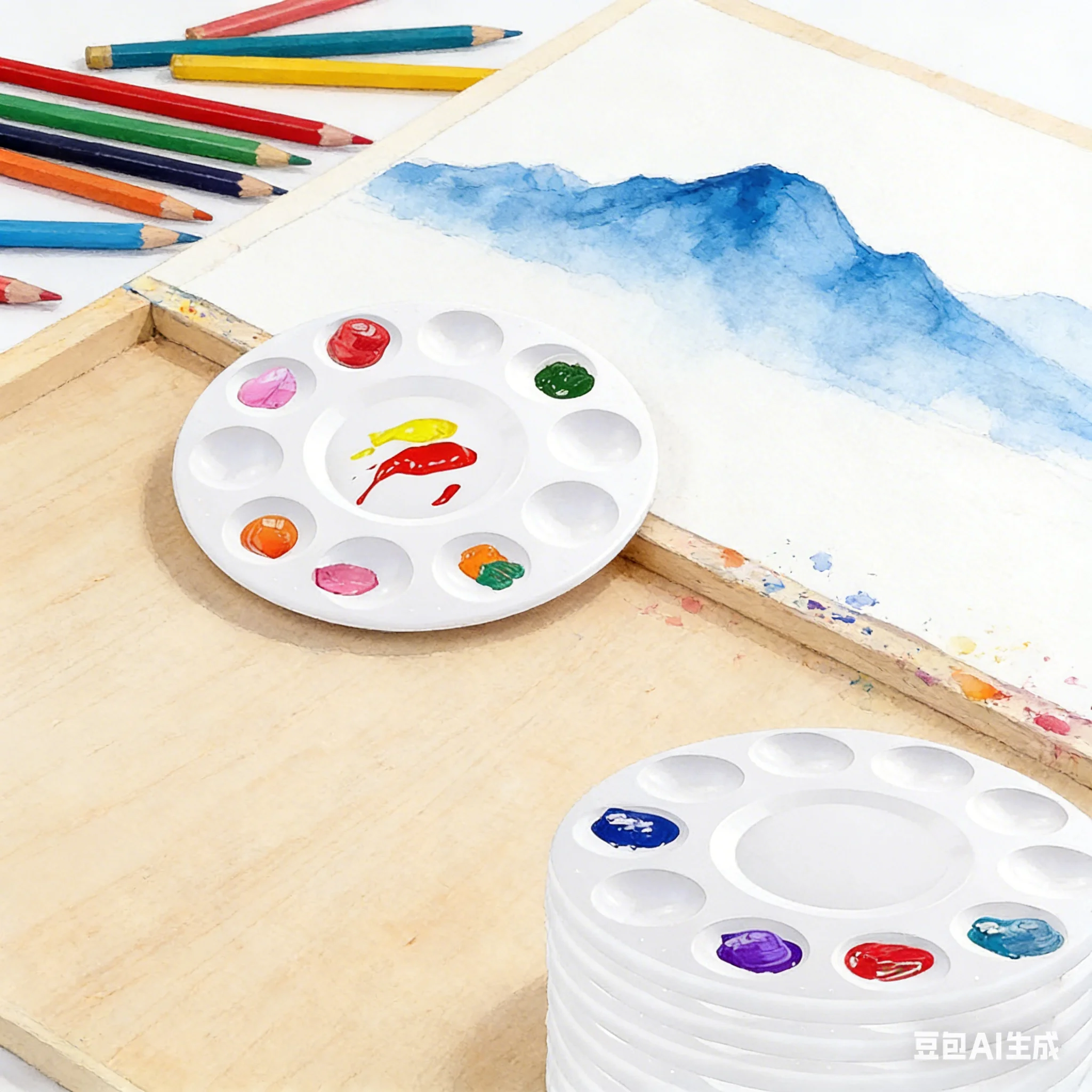 10/20/30/40 Pcs Round Plastic Paint Palette Set - 12-Well Art Mixing Trays for Watercolor Gouache Acrylic Painting Supplies