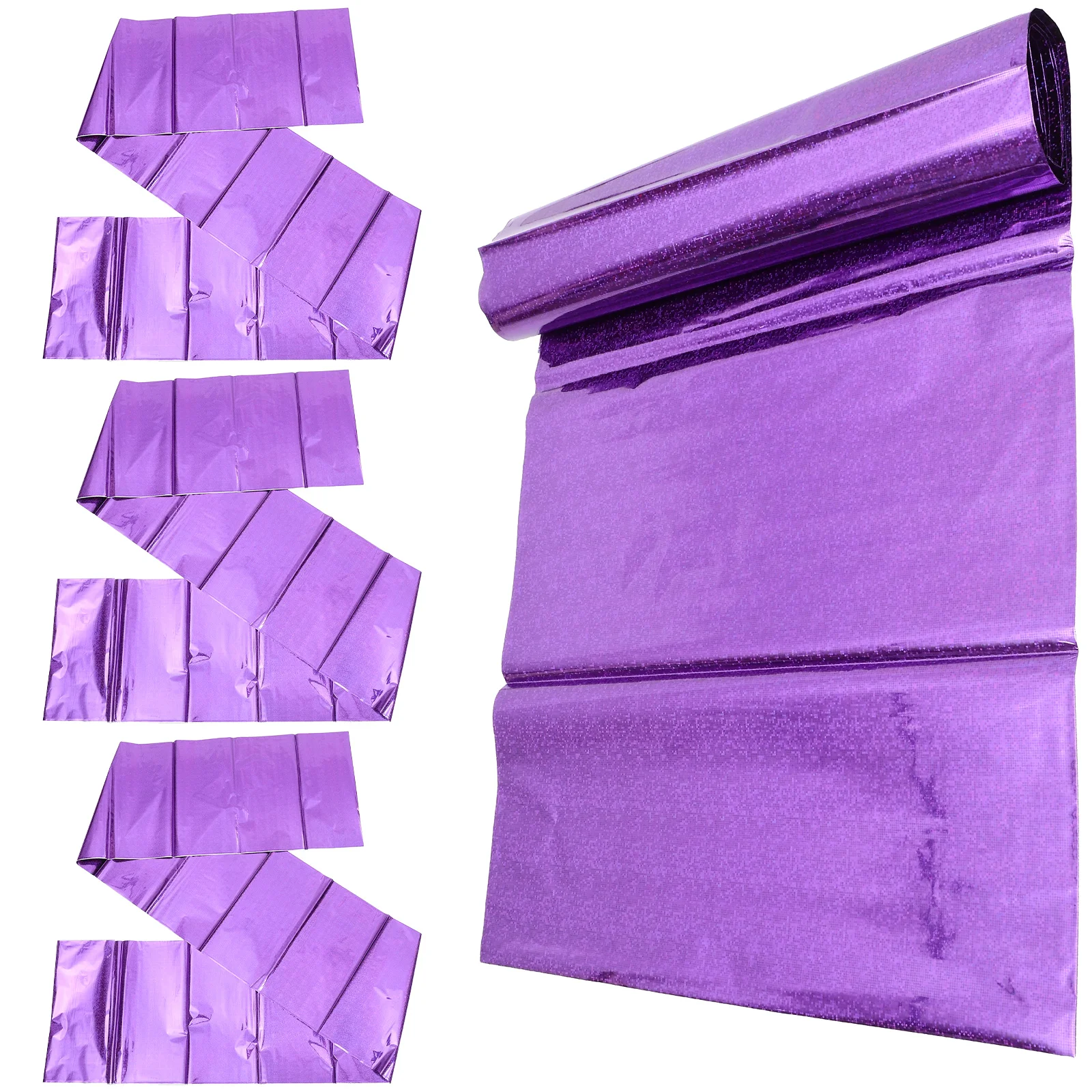 

4 Pcs Shiny Disco Tablecloth 137x274cm Purple PE Material Rectangle Table Cover Glitter Runner Easy Clean