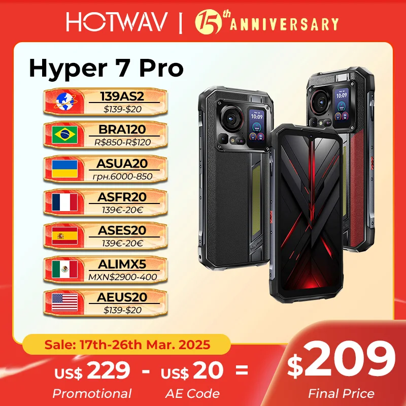 Hotwav hyper 7 pro telefone robusto dimensão 7050 5g 200mp android 14 6.6 ''fhd + 120hz smartphone 36gb 256gb 10800mah 33w celular