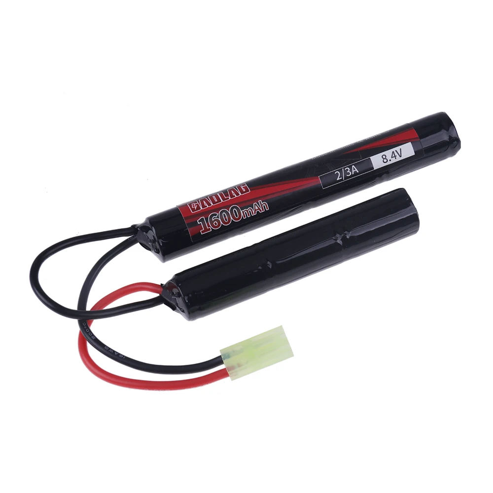 2/3A 8.4v 1600mAh Butterfly Nunchuck NIMH Battery Pack with USB Charger for Airsoft Guns M110, SR25, M249, G3 Rifle Accessories