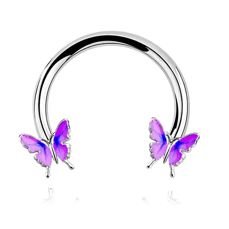 Fashion Pink Butterfly Stainless Steel Nose Ring for Women Fake Piercing Septum Nose Piercing Body Jewelry Anillo De La Nariz