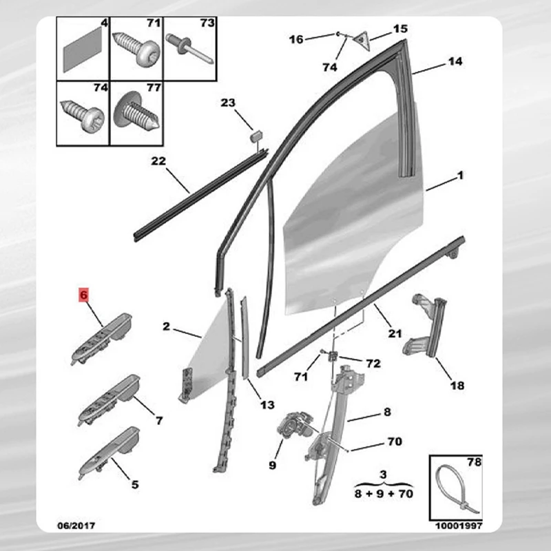 Left Front Window Regulator Switch Control Button 98068844ZD For Citroen C4L 12-2016 LHD Power Master Window Lift Switch