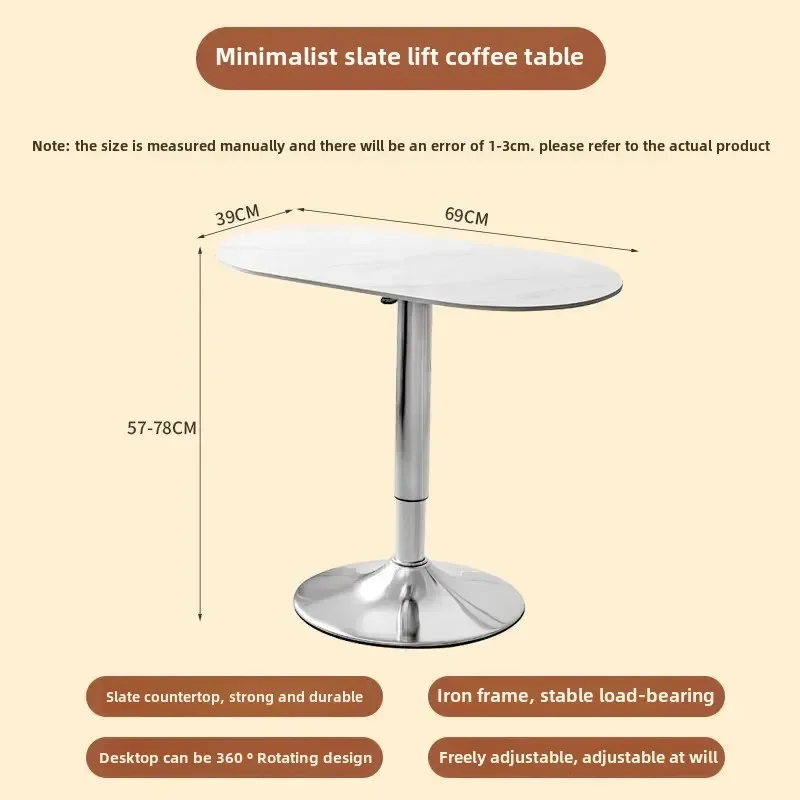 Nordic Rotating Wooden Free Lifting Table, Bedside Table, Strong Bearing Computer Table,Bold Carbon Steel Legs, Tea Table