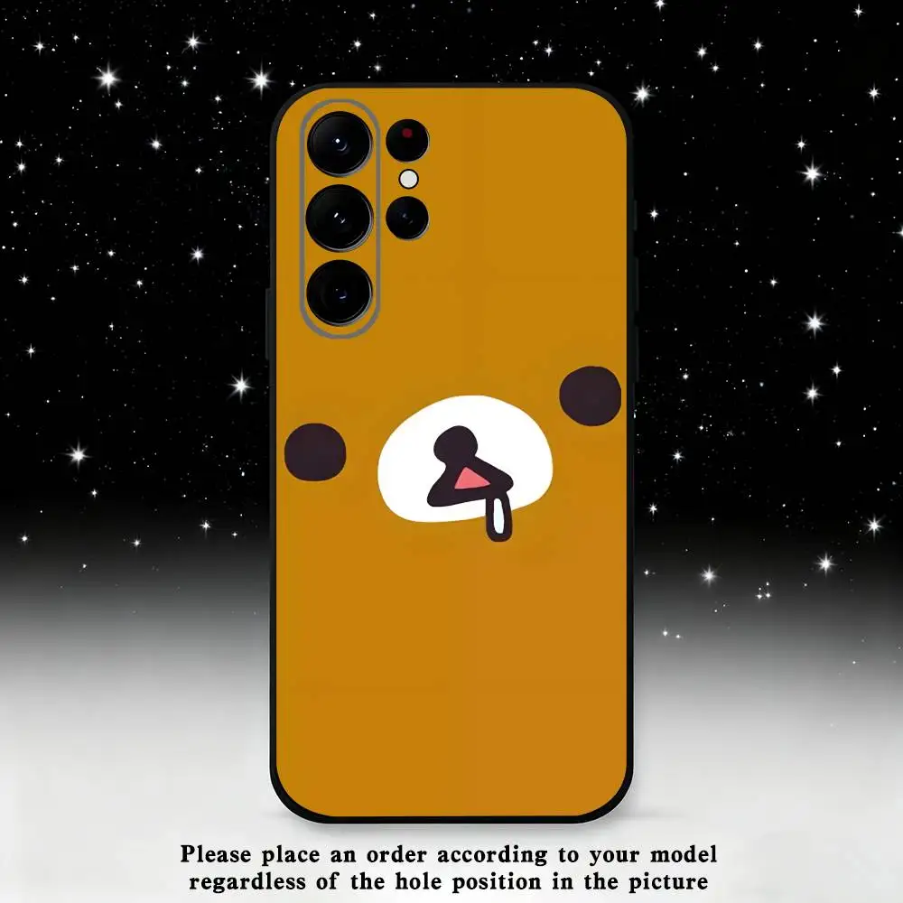 Etui na telefon Cartoon Cute Rilakkuma do Samsunga S25, S24 Ultra, S20, S30 plus, S22 plus, S23, S30 Ultra 5G, silikonowe, czarne.