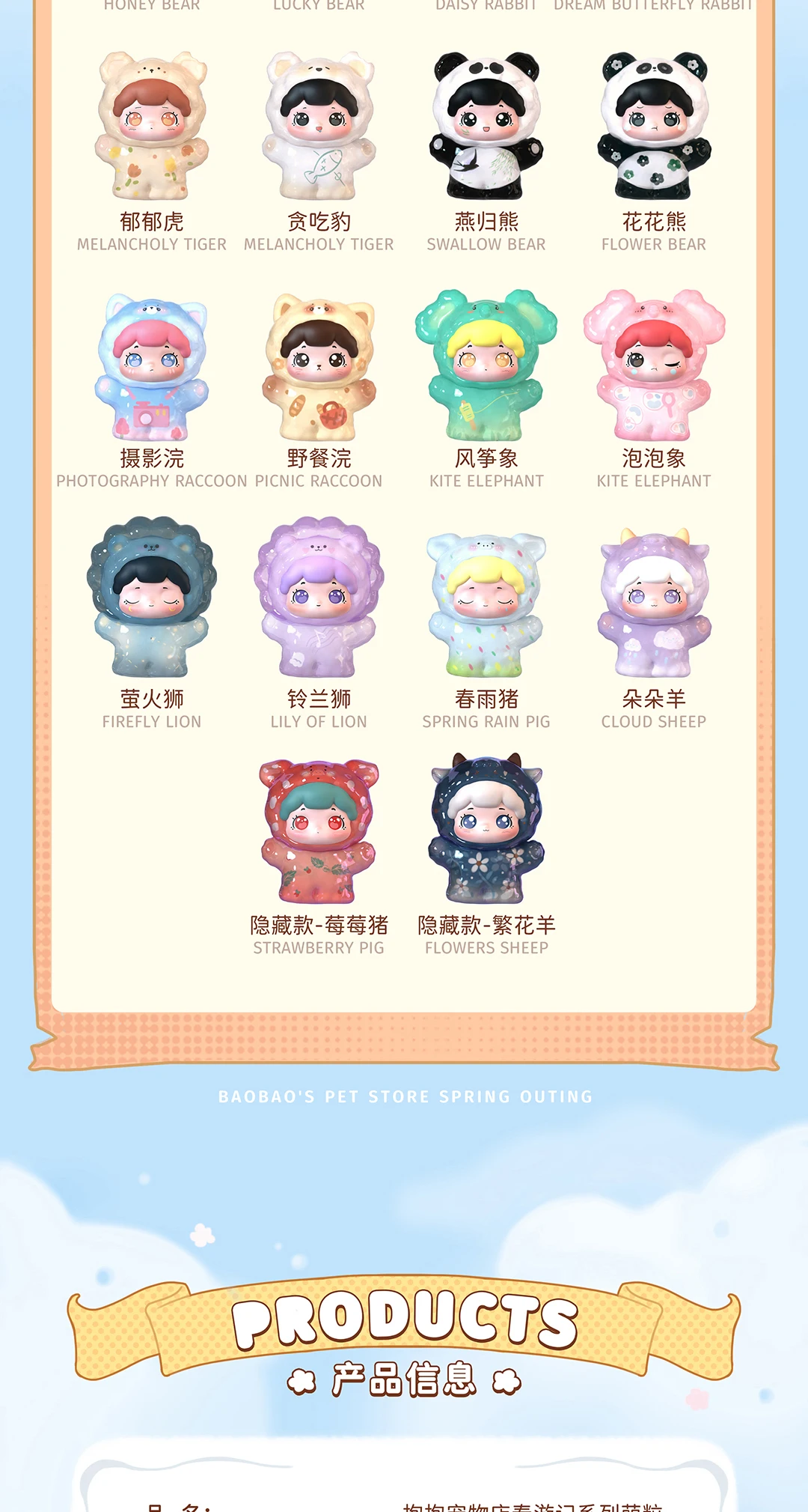 Neue Trendige Pop Pop Baobao Frühlings-Reisebericht Transparente Niedliche Granulate Vollständig Transparente Mini-Blindbox Überraschungstüte Desktop-Ornament – Detail 5