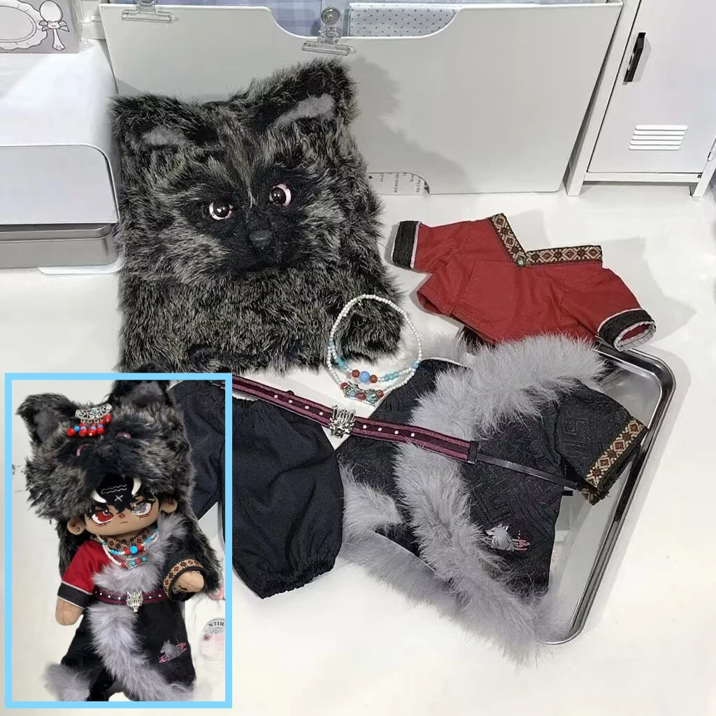 Vêtements de poupée en coton 20CM, vêtements tibétains, mignon, attribut de jeu, poupée masculine et féminine en peluche, style ethnique, ensemble de vêtements de robe tibétaine