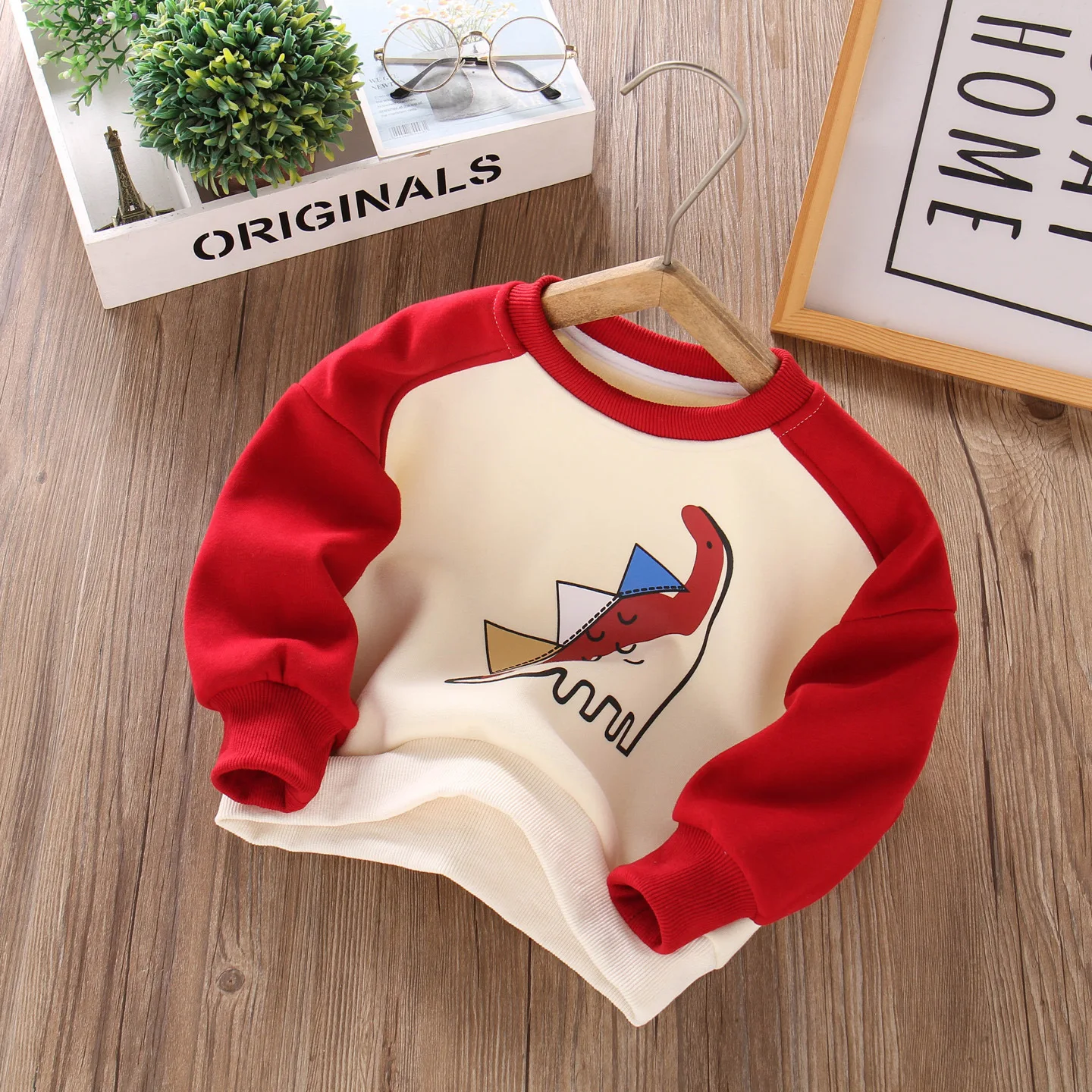 Boys fleece sweater autumn and winter new integrated fleece top thickened boys bottoming shirt
