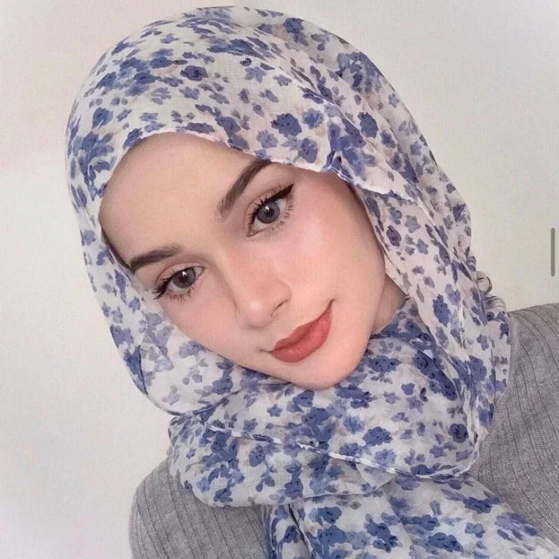 

Printed Floral Hijab Scarf for Muslim Women Big Size Shawls Muslim Woman Turban Head Wrap for Women Scarves Hoofddoek Headscarf