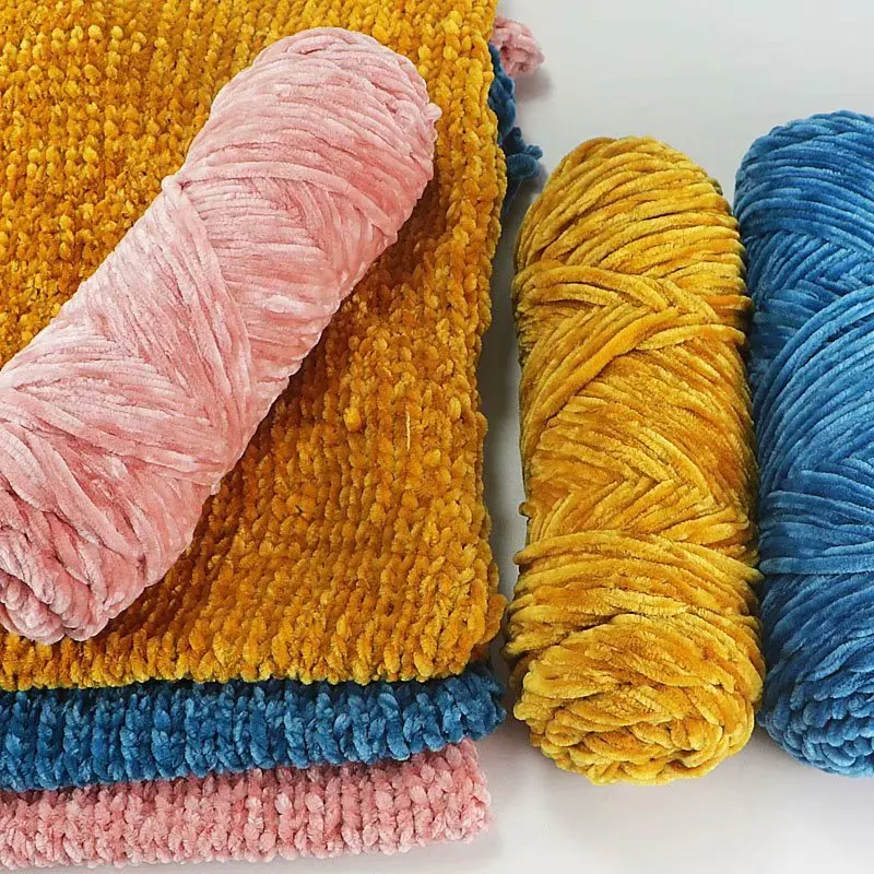 100g Warm Chenille Velvet Yarn 3mm Thick Knitted Crochet Super Plush Wool Soft Blanket Suitable For DIY Hat Scarves