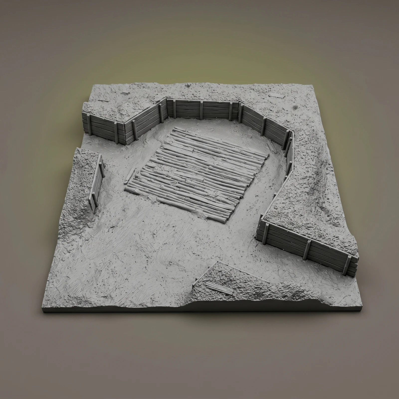 Wooden Floor Section Artillery Position Diorama 1/35 Scale WWII Foxhole Base Textured Terrain Platform