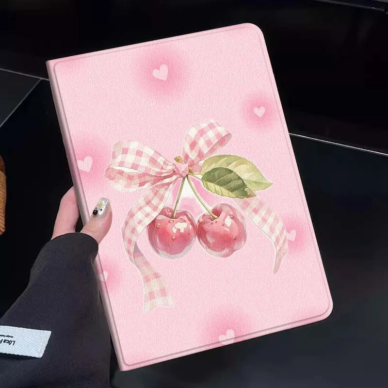 

Cartoon Cherry Bow Heart Tablet Case For Huawei Honor MatePad MediaPad Air 5 6 7 11 V6 V7 V8 V9 X9 X8 T10 T10s C5e T5 Gift