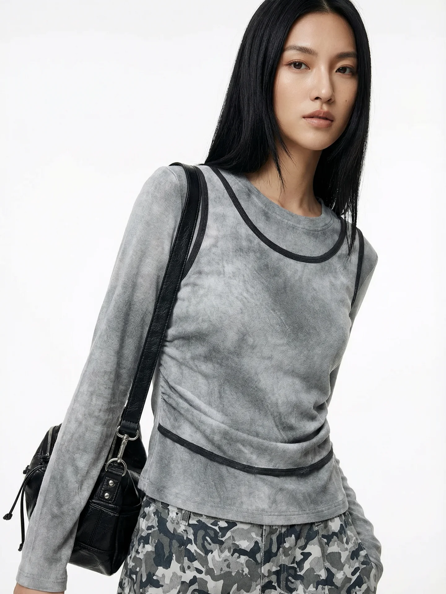 

Женская футболка Slim Fit с длинным рукавом, базовая, с эффектом расслабления, в стиле пэчворк, с цветовыми блоками, повседневная, удобная, из мягкой ткани