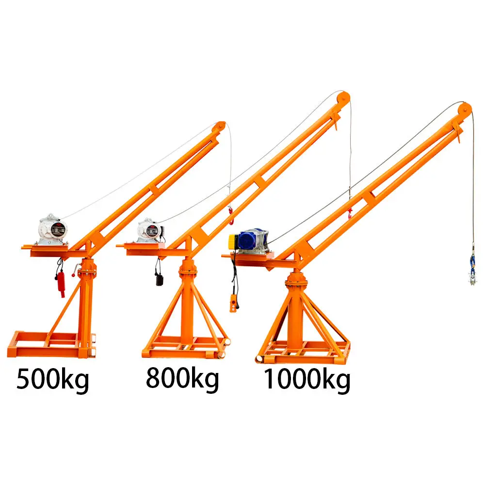 360 Degree Rotation Portable Construction Mini Cranes Small Lift Construction Crane Outdoor Crane With Electric Hoist
