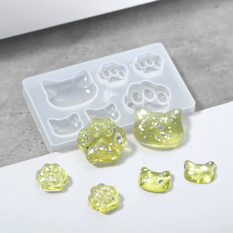 Creative Small Cat Claw Crystal Epoxy Resin DIY Silicone Mold Cat Face Cat Claw Keychain Jewelry Pendant Mold