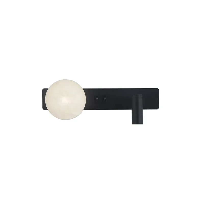 

New creative all-copper wall lamp, bedroom bedside reading wall lamp, marble wall lamp with switch
