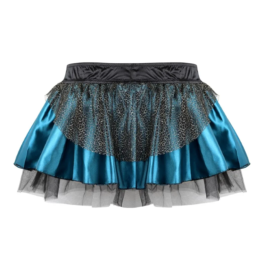 Mini jupe plissée en dentelle pour adultes, tutu en maille multicouche sexy, jupes de danse bleu paon, grande taille, mode Showgirl