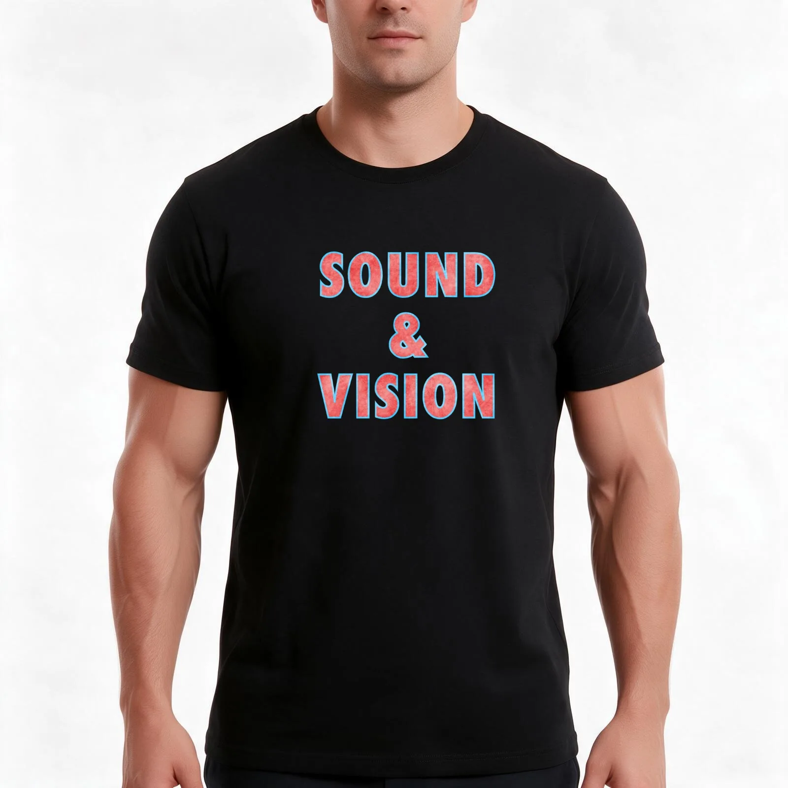 Sound and Vision T-Shirt, Summer Casual Cotton Tee, Oversized Streetwear Tops, Vintage Graphic Print, Loose Fit Short Sleeve